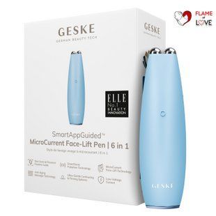 Мікрострумова ручка для підтяжки шкіри обличчя GESKE MicroCurrent Face-Lift Pen 6в1 aquamarine, One Size