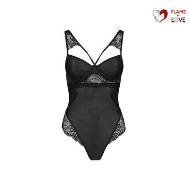 Боді з еко-шкіри та мережива Passion LOONA BODY S/M, black
