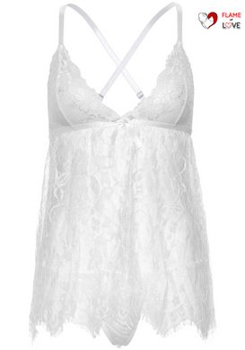 Пеньюар Leg Avenue Floral lace babydoll & string White M