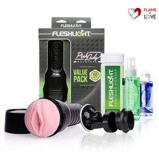 Мастурбатор Fleshlight Pink Lady Original Value Pack: присоска, змазка, чищення і відновлення