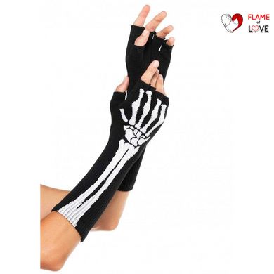Рукавички без пальців Leg Avenue Skeleton Fingerless Gloves, чорні, O/S