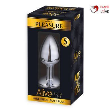 Металева анальна пробка з кристалом Alive Mini Metal Butt Plug Black S