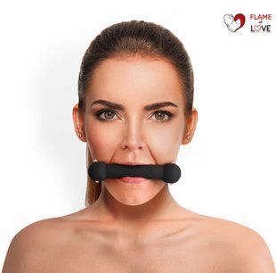 Кляп-палиця на ременях Art of Sex &ndash; Gag Stick Silicon, чорний, натуральна шкіра