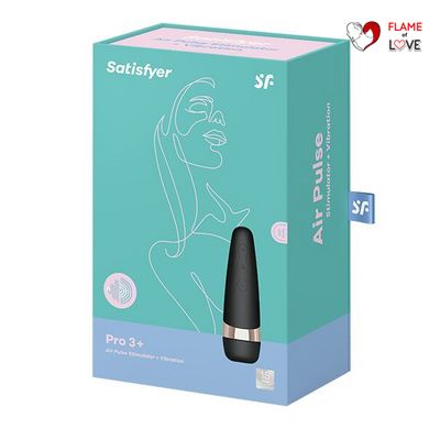 Вакуумний кліторальний стимулятор Satisfyer Pro 3+ Vibration з вібрацією та дуже м'яка яким кінчиком