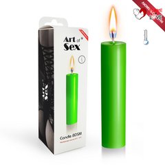 Зелена воскова свічка Art of Sex size M 15 см низькотемпературна, люмінесцентна