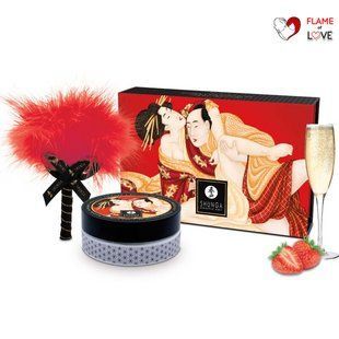 Смачна пудра для оральних пестощів Shunga Body Powder Sparkling Strawberry Wine, 75 г, аромат полуниці