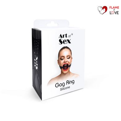 Кляп-розширювач силіконове кільце Art of Sex – Gag ring, червоний, натуральна шкіра