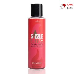 Зігрівальний масажний гель Sensuva Sizzle Lips Strawberry (125 мл), без цукру, їстівний