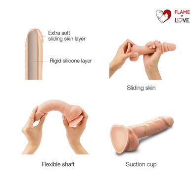 Реалістичний фалоімітатор Strap-On-Me Sliding Skin Realistic Dildo Vanille S, ефект рухливої шкіри