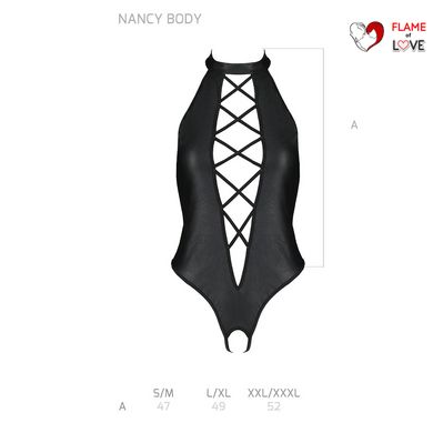 Боді з еко-шкіри з імітацією шнурівки та відкритим доступом Passion NANCY BODY L/XL, black