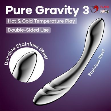 Металевий дилдо Satisfyer Pure Gravity 3, двосторонній, можна нагрівати й охолоджувати, дуже важкий