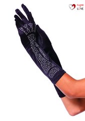 Рукавички зі стразами Skeleton Bone Elbow Length Gloves від Rhinestone Leg Avenue, чорні
