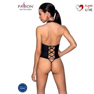 Боді з еко-шкіри з імітацією шнурівки та відкритим доступом Passion NANCY BODY S/M, black