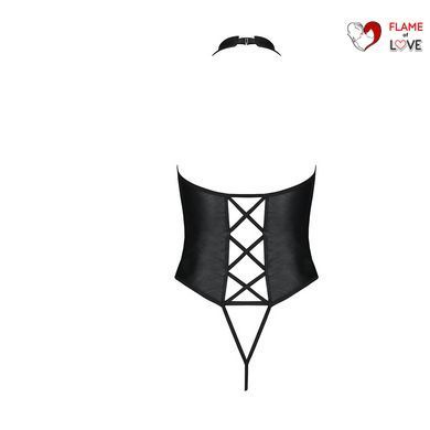 Боді з еко-шкіри з імітацією шнурівки та відкритим доступом Passion NANCY BODY XXL/XXXL, black