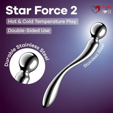 Металевий дилдо Satisfyer Star Force 2, двосторонній, можна нагрівати та охолоджувати