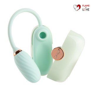 Вакуумний кліторальний стимулятор Otouch Louis Vibrate Teal з віброяйцем, у кейсі