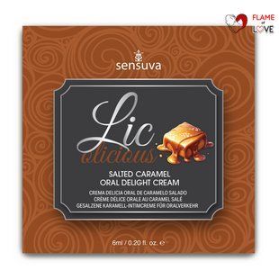 Пробник геля для мінету Sensuva Lic-o-licious Salted Caramel (6 мл), оліїстий, без цукру