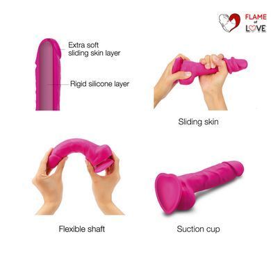 Реалістичний фалоімітатор Strap-On-Me Sliding Skin Realistic Dildo Fuchsia M, ефект рухливої шкіри