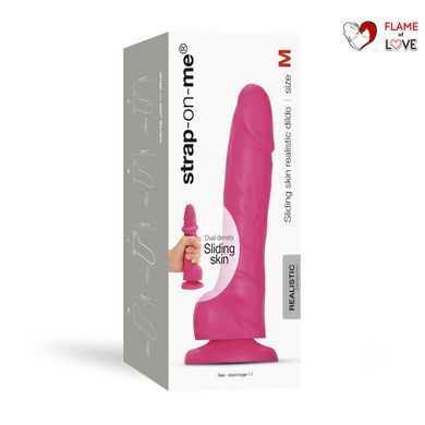 Реалістичний фалоімітатор Strap-On-Me Sliding Skin Realistic Dildo Fuchsia M, ефект рухливої шкіри