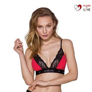 Еластичний топ з мереживом Passion PS001 TOP M, red-black