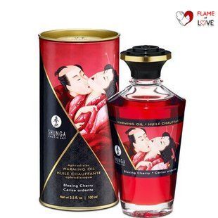 Розігрівальна олія Shunga Aphrodisiac Warming Oil &ndash; Blazing Cherry (100 мл) без цукру, смачна