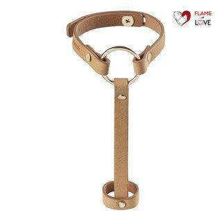 Пара браслетів на зап'ясті і палець Bijoux Indiscrets MAZE Hand Bracelet Harness Brown, екошкіра