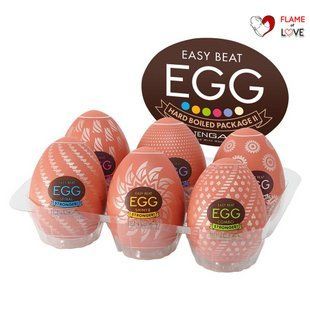 Набір мастурбаторів-яєць Tenga Egg Hard Boilded II Pack (6 яєць), щільний TPE, опукла текстура