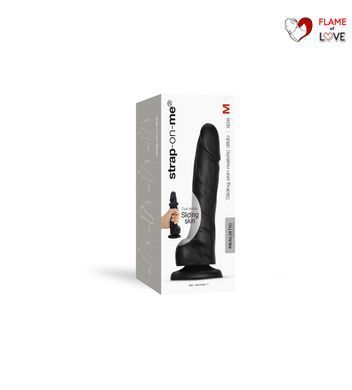 Реалістичний фалоімітатор Strap-On-Me Sliding Realistic Skin Dildo Black M, ефект рухливої шкіри