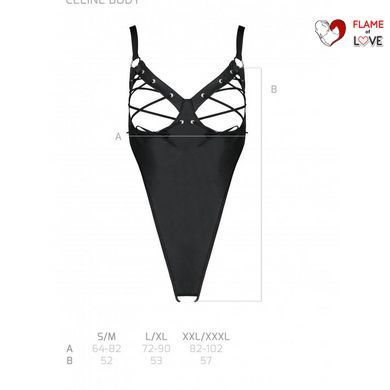 Боді з екошкіри Passion CELIN BODY S/M, black, з доступом, відкритий
