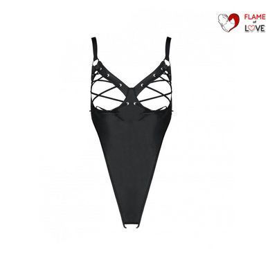 Боді з екошкіри Passion CELIN BODY S/M, black, з доступом, відкритий