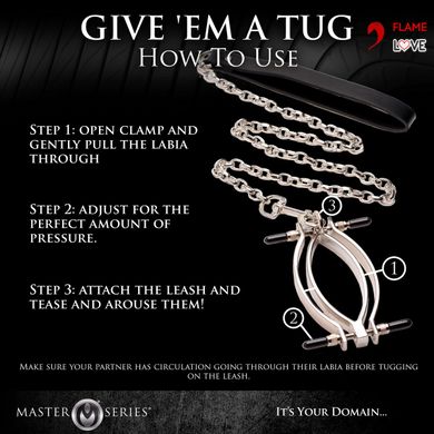 Затискач для статевих губ Master Series: Pussy Tugger Adjustable Vagina Clamp with Chain