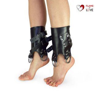 Поножі-манжети для підвісу за ноги Art of Sex &ndash; Leg Cuffs For Suspension, чорні, натуральна шкіра