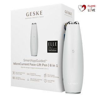 Мікрострумова ручка для підтяжки шкіри обличчя GESKE MicroCurrent Face-Lift Pen 6в1 white, One Size