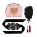 Романтичний набір Rianne S: Kit d'Amour: віброкуля, пір'їнка, маска, чохол-косметичка Pink/Gold - 1