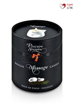Масажна свічка Plaisirs Secrets Coconut (80 мл) подарункова упаковка, керамічний посуд