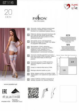 Мереживні панчохи Passion ST116 білі з блакитним візерунком (20 den), розмір 3/4