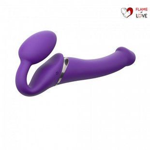 Безремінний страпон з вібрацією Strap-On-Me Vibrating Violet M, діаметр 3,8 см, пульт ДК, регульований