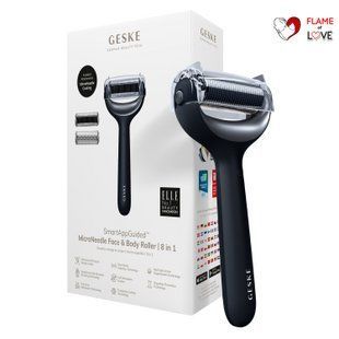 Електронний ролер для обличчя та тіла з мікроголками GESKE MicroNeedle Face&Body Roller 8в1 black, One Size