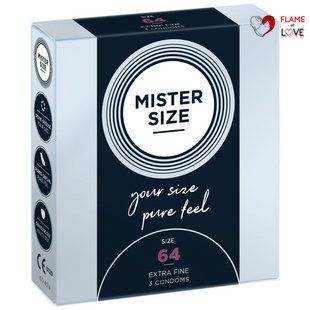 Презервативи Mister Size - pure feel - 64 (3 condoms), товщина 0,05 мм