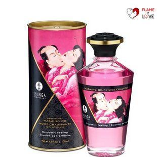 Розігрівальна олія Shunga Aphrodisiac Warming Oil &ndash; Raspberry Feeling (100 мл) без цукру, смачна
