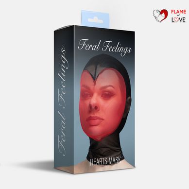 Маска серце сітка із повністю закритим обличчям Feral Feelings - Hearts Mask Black/Red