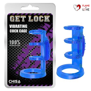 Насадка з вібрацією Chisa Get Lock Vibrating Cock Cage Blue