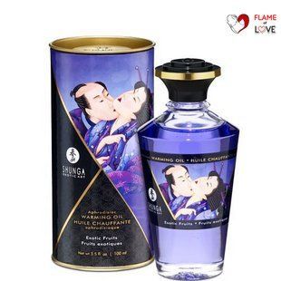 Розігрівальна олія Shunga Aphrodisiac Warming Oil &ndash; Exotic Fruits (100 мл) без цукру, смачна
