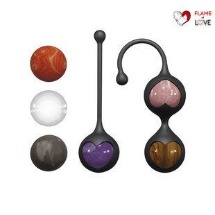 Вагінальні кульки Adrien Lastic Harmony Stones, напівдорогоцінне каміння, діаметр 3 см, 2 тримачі