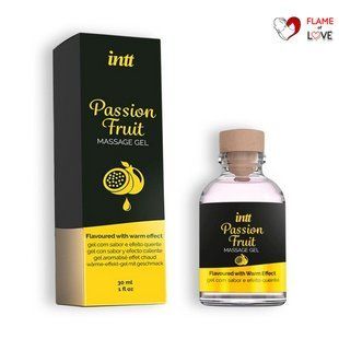 Їстівний масажний гель для інтимних зон Intt PASSION FRUIT розігріваючий, зі смаком та ароматом маракуї, 30 мл