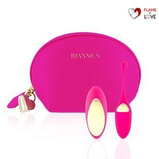 Віброяйце Rianne S: Pulsy Playball Deep Pink з вібрувальним пультом ДК, косметичка-чехол, 10 режимів