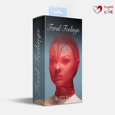 Маска серце сітка із повністю закритим обличчям Feral Feelings - Hearts Mask Red/Red