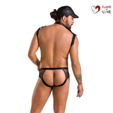 Комплект еротичної чоловічої білизни Passion 038 JOHN XXL/XXXL Black, боді, кепка