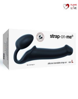 Безремінний страпон Strap-On-Me Black L, повністю регульований, діаметр 3,7 см