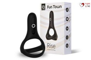 Подвійне ерекційне кільце Fun Town Rise Black, керування зі смартфона